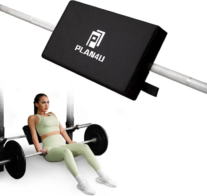 plan4u hip thrust back pad for squat rack & olympic barbell bar, bench press shoulder back...