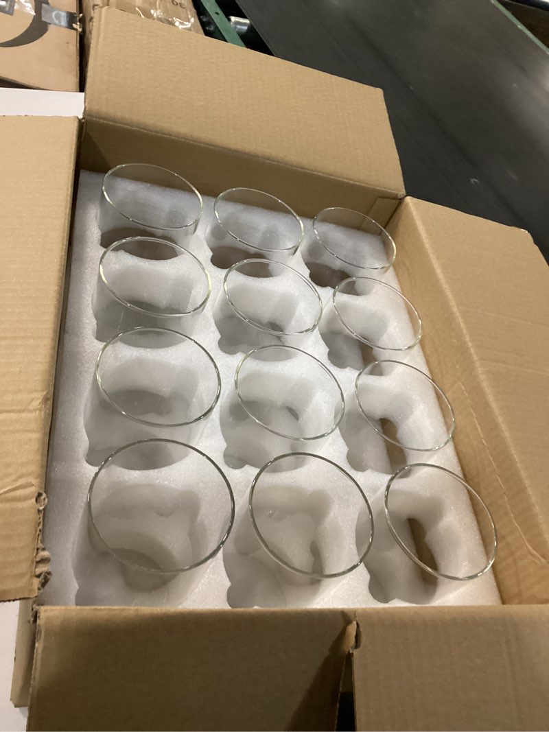 Condition photo showing New/Like New for 12pcs glass cylinder vases for centerpieces, 6 inch tall flower vase for wedding decorations, hurricane vases floating candle holder for table centerpiece wedding home décor smooth clear