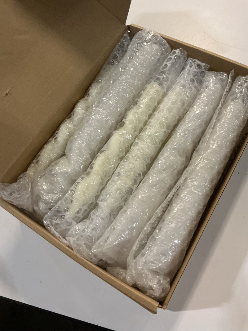 Condition photo showing New/Like New for nuanchu 12 pcs spiral taper candles set white twisted wax candlesticks 7.5 inch short ivory spiral wax unscented taper candles for wedding birthday christmas thanksgiving christmas dinner party decor