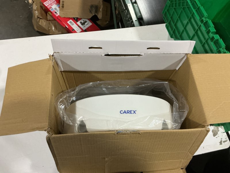 Condition photo showing Good Condition for carex 3.5 inch raised toilet seat with arms, round toilet seat riser, 300 lbs capacity, elevating and raising seat for elderly and handicap, universal, slip-resistant with padded handles, white