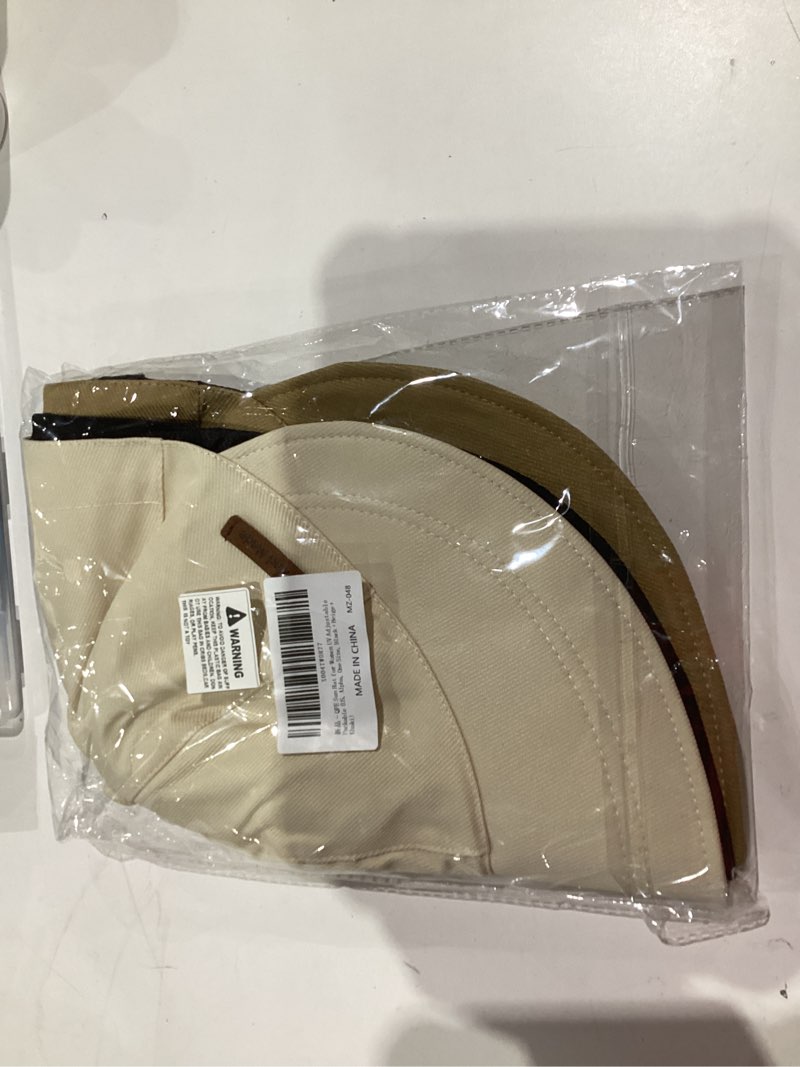 Condition photo showing New/Like New for 2 PCS Sun Hat for Women Beach UV Adjustable Packable Running Ladies Hats Golf Visor Baseball viseras para Mujer Cap One Size Black + Beige
