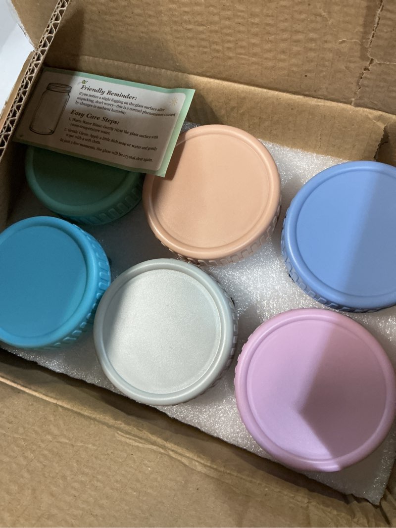 Condition photo showing Good Condition for DRKIO 6 Pack Glass Baby Food Storage Containers - 4 Oz Baby Food Jars with Lids Baby Food Maker Microwave Dishwasher Freezer Safe 100% Leak Proof BPA Free Reusable 4 Oz - Multicolor