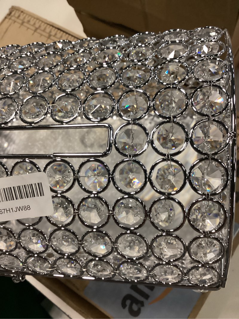 Condition photo showing As Is for nitial crystal wedding card box with heart lock 11in wedding money box treasure chest silver bead card receiving memory storage for reception brithday graduation baby shower party (elegant style) silver elegant style
