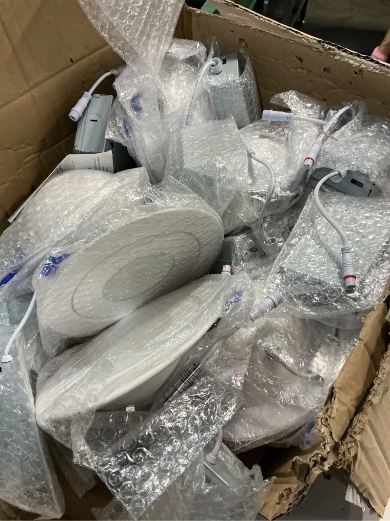 Condition photo showing Good Condition for adetu recessed lighting 6 inch, 360°+90° adjustable directional 6 inch gimbal led recessed light, 2700k-5000k 5cct dimmable retrofit eyeball can recessed lights with jbox, et (white-12 pack) 12 pack white-6 inch