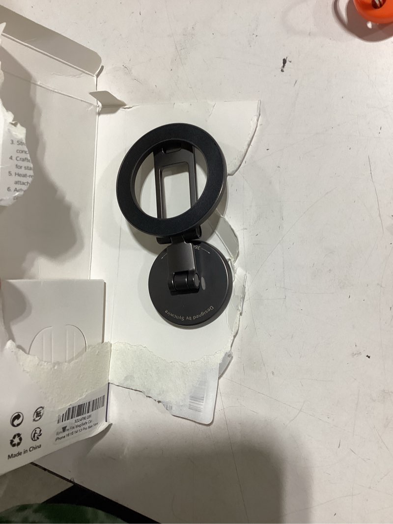 Condition photo showing As Is for syncwire fits magsafe car mount for car dash&tesla screen[all-metal] magnetic phone holder, [flexible three-axis]360° rotation car mount strong magnets car phone holder for iphone 17 16 15 14 pro max titanium black