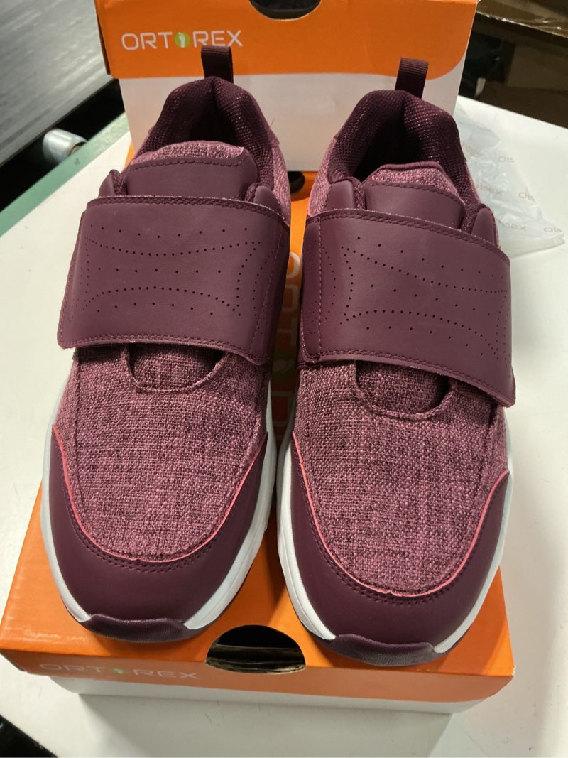 Condition photo showing Good Condition for ortorex women orthopedic diabetic walking sneakers edema shoes for swollen feet 9 burgundy