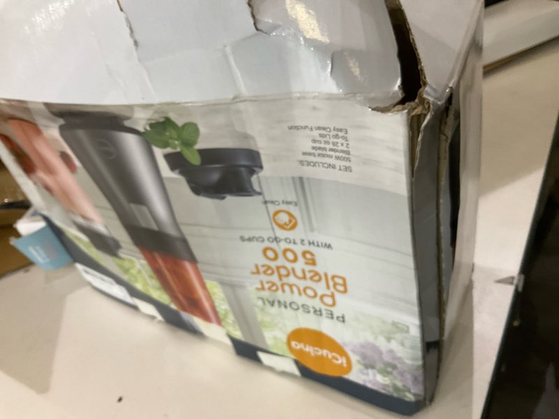 Condition photo showing As Is for iCucina Smoothie Blender, Personal Blender for Shakes and Smoothies, 500W Pulse Technology Single Serve Blenders with 2 x 28oz Protable Cups for Ice Crush, Frozen Fruit Drinks 500W Personal Blender