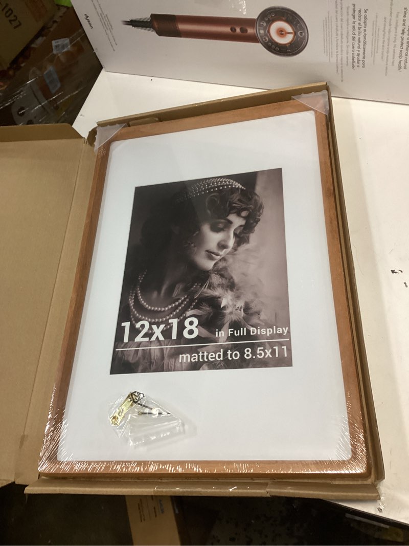 Condition photo showing New/Like New for 12x18 Poster Frame, USA-Sourced Teak Wood Picture Frame with HD Tempered Glass, Handcrafted Rounded Corner 12 x 18 Wooden Frame Matted to 8.5x11 Photos, Horizontal or Vertical Wall Display USA-Sourced Teak Wood 12x18-1P | HD Tempered Glass