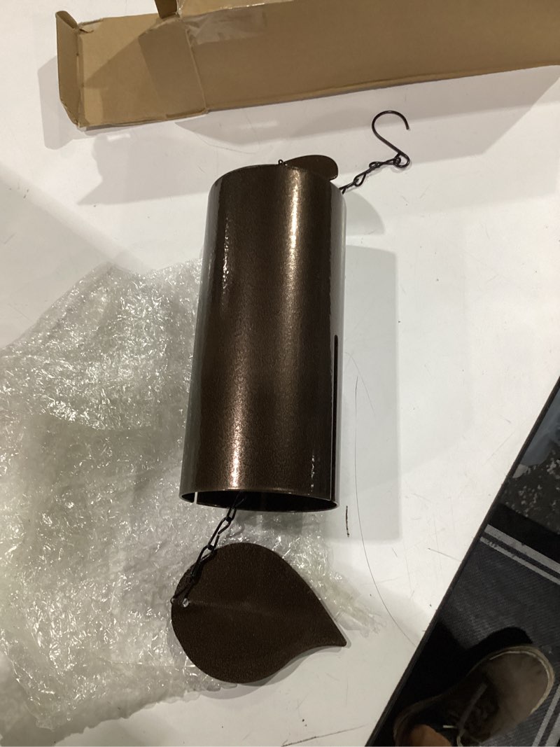 Condition photo showing New/Like New for wind chimes for outside deep tone, large metal cylinder memorial wind chimes outdoor - serenity bell with deep resonance outdoor decor for garden patio yard porch - brown 30 inch-brown
