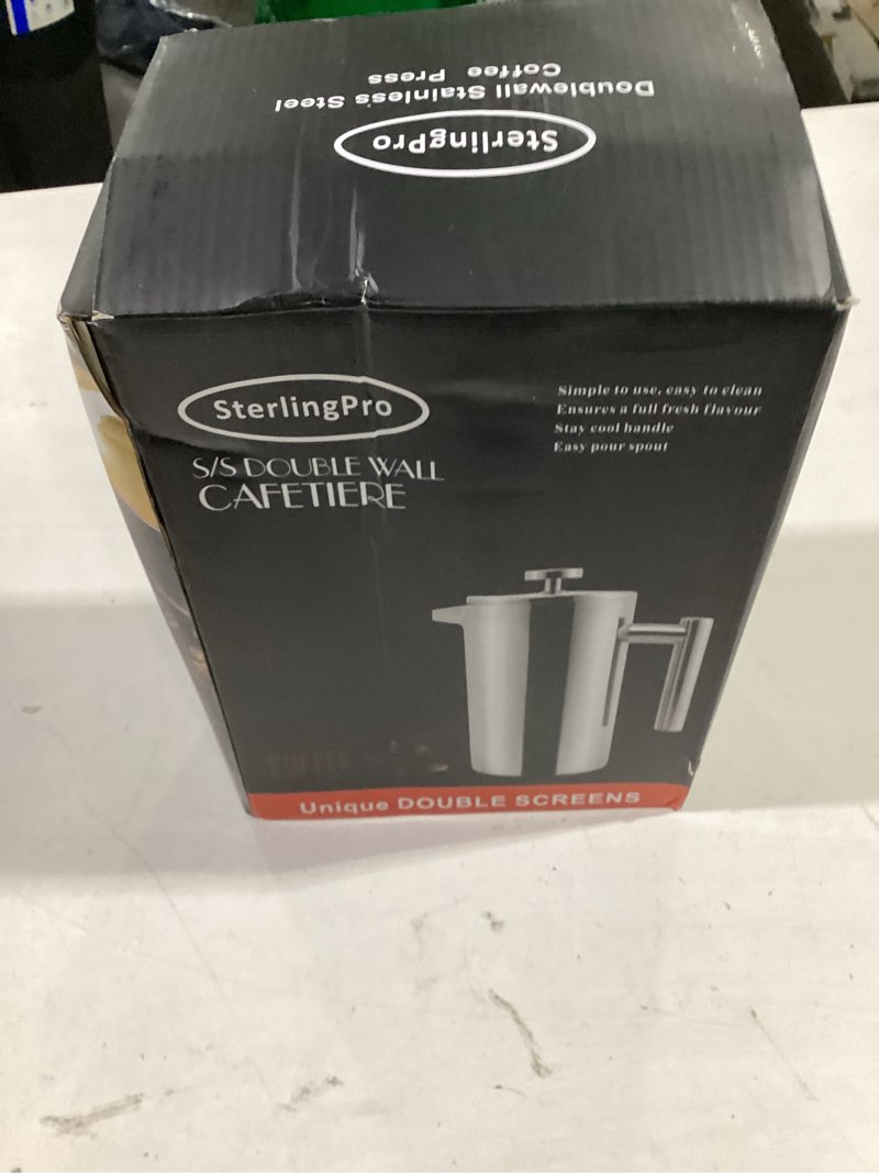 Condition photo showing Good Condition for sterlingpro extra large insulated stainless steel french press coffee maker 59oz – insulated metal xl double wall coffee maker | plastic free | cool-touch | mirror finish | makes up to 16 cups /8 mugs mirror 59oz