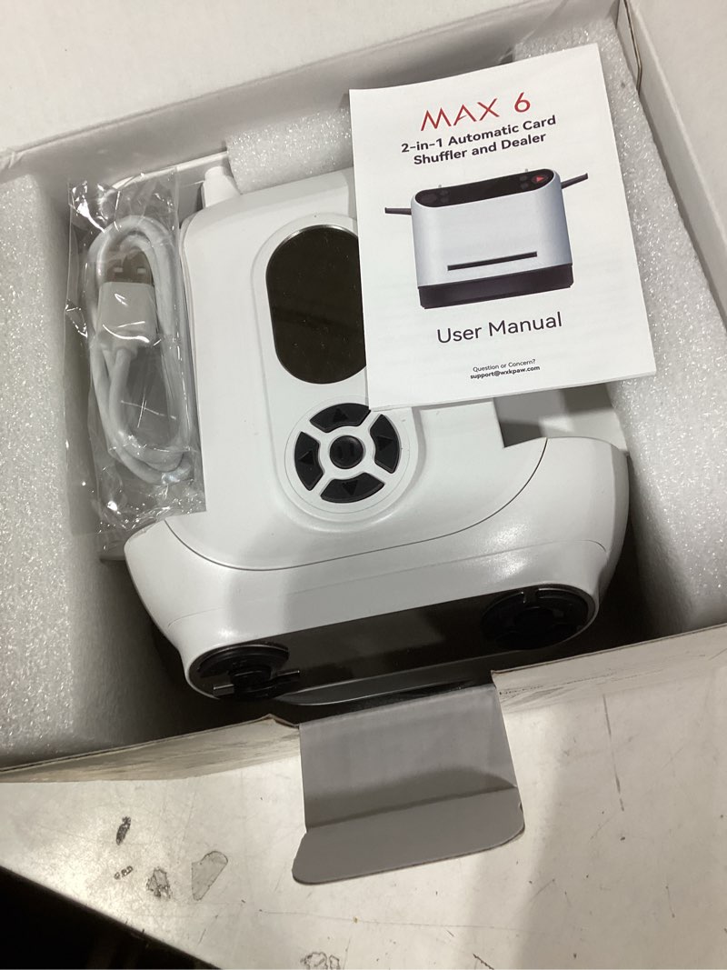 Condition photo showing New/Like New for decdeal automatic card shuffler, card dealer machine 2 deck, 360 degree rotating, rechargeable cordless poker dealer, support 8 players (card not included)