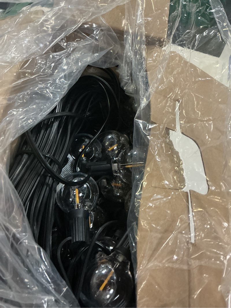 Condition photo showing New/Like New for svater outdoor string lights 120 ft, patio light with 63 shatterproof led bulbs, outside plastic hanging g40 globe lights for cafe market bistro backyard, dimmable warm white 2700k 120ft