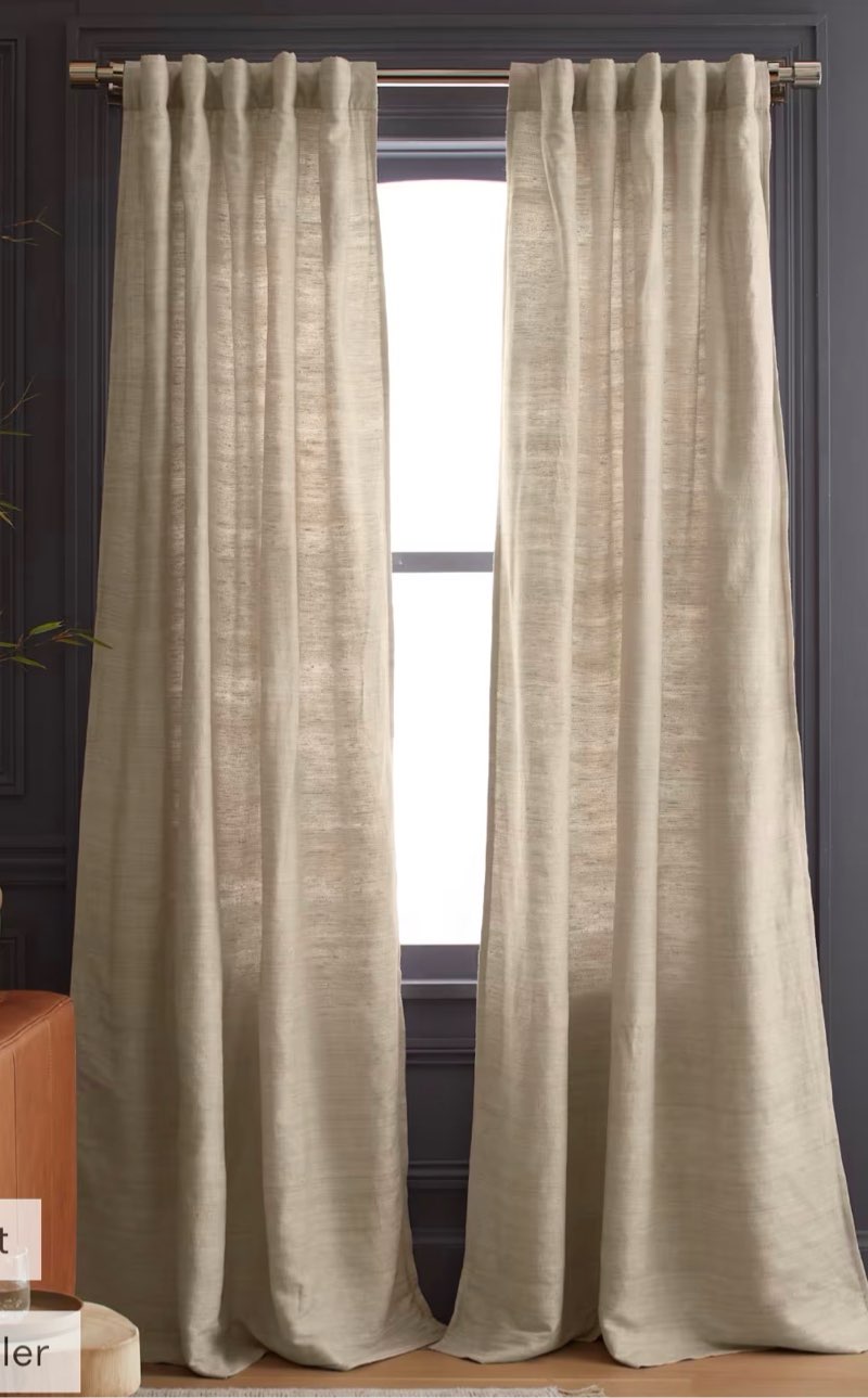 quince raw silk curtain 48”x96” sand