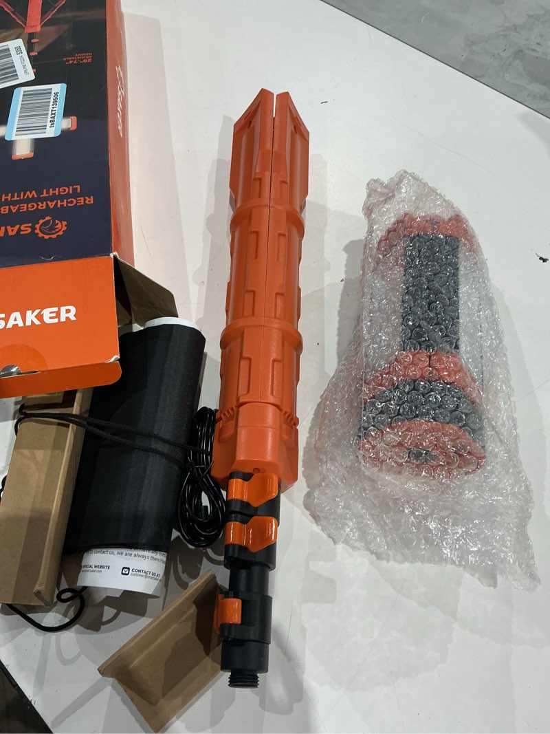 Condition photo showing Good Condition for saker portable camping light with stand 12000mah 73.2" rechargeable work light 3200 lumen camp lanterns with bag for garage, outdoor work, emergency power outages, fishing ld10 orange ld10-12000mah