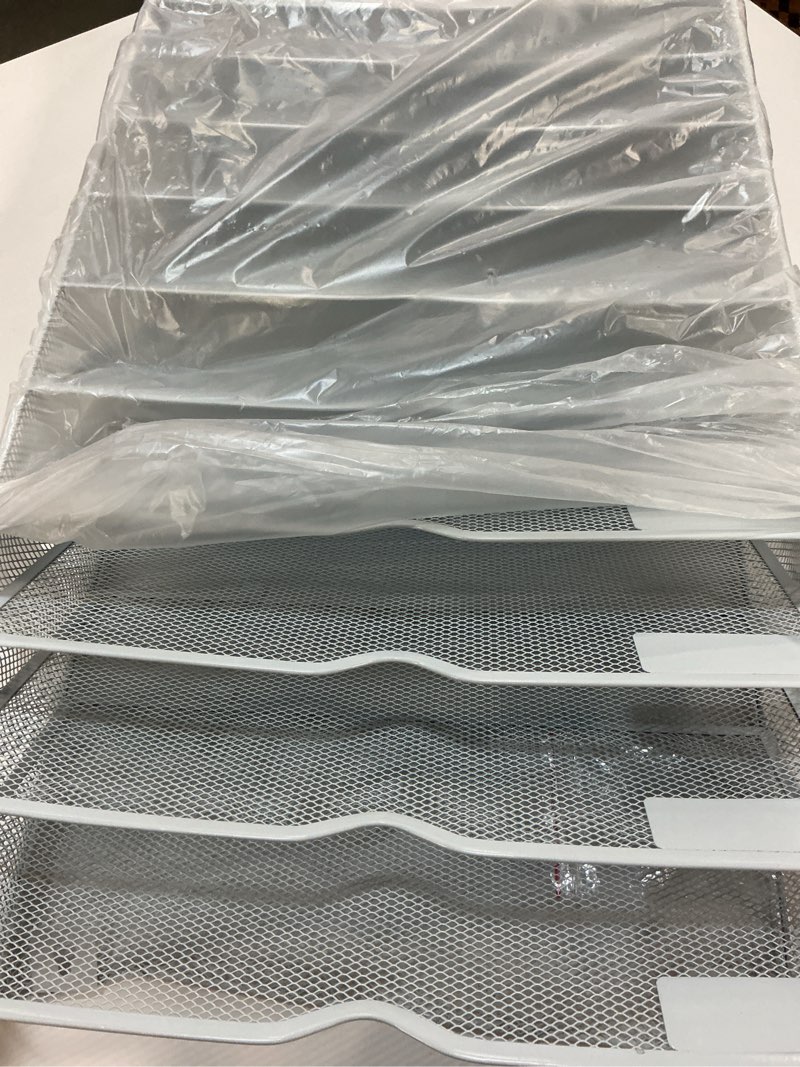 Condition photo showing As Is for Hanging Wall File Organizer 10 Tier Wall Mounted File Holder Document Wall Organizer Magazine Organization for Office Home, White