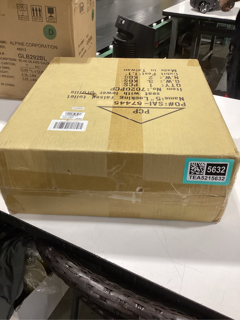 Condition photo showing New/Like New for pcp 5" elevated toilet seat, universal fit, tall profile rise height lift, tightening stability lock, portable bath safety commode support