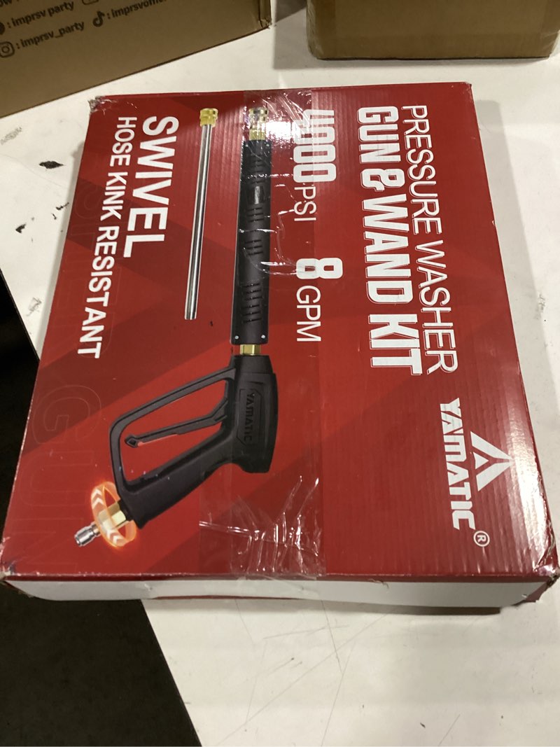 Condition photo showing New/Like New for yamatic pressure washer gun wand with swivel 3/8" plug & m22 coupler, stainless steel extension lance replacement for ryobi, simpson, craftsman power washer for foam cannon car wash, 4000 psi solid brass long gun