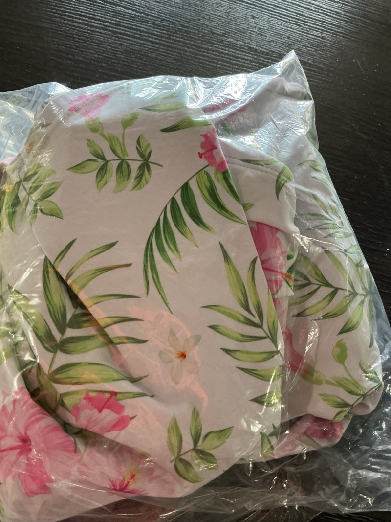 Condition photo showing As Is for women's watercolor tropical floral tie front halter bikini 