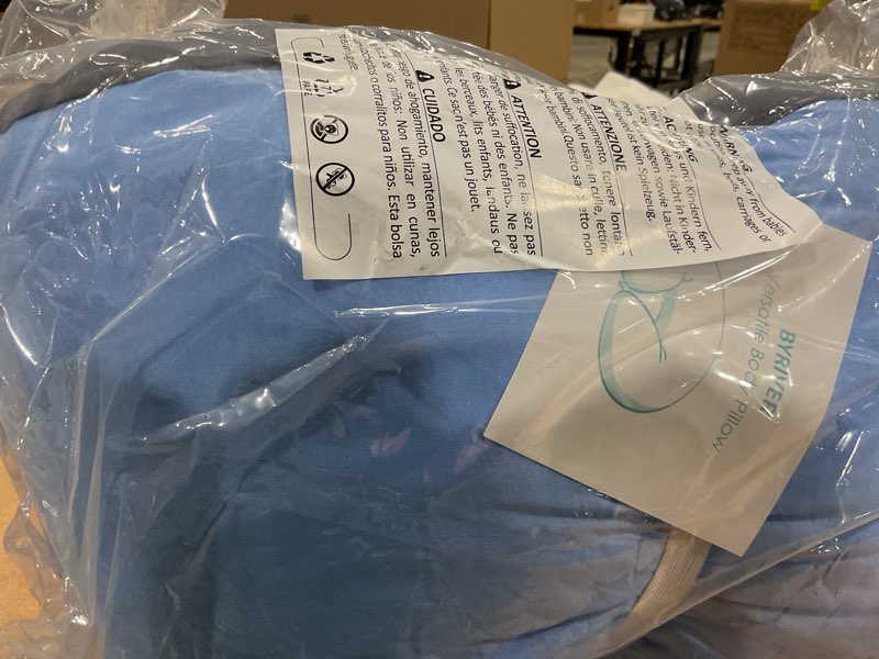 Condition photo showing New/Like New for byriver 39" c shaped body pillow for side sleeping adults men women, anxiety relief hugging gaming lap pillow, pregnancy knees separate pillow, gifts for new moms, removable pillowcase(l) large 39"(99cm) light dark blue