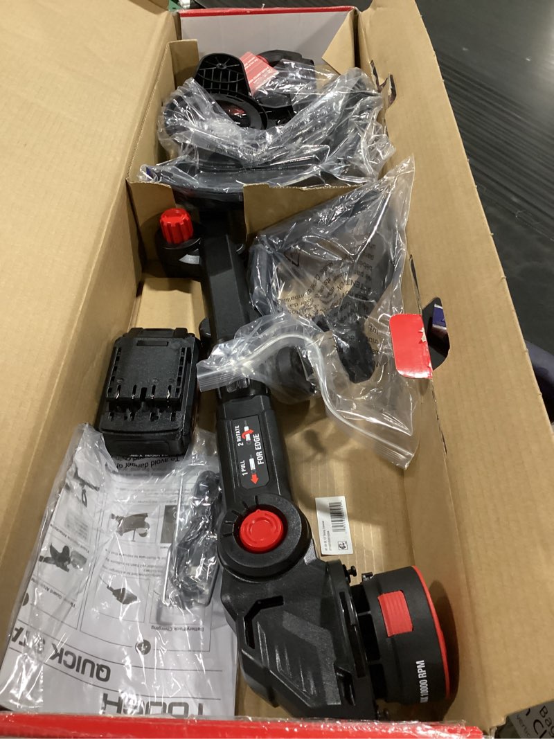 Condition photo showing Good Condition for hyper tough 12" 20v brushless cordless string trimmer with 20v max 2.0ah battery and charging cable