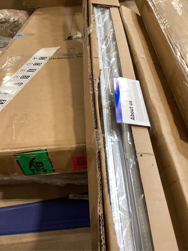 Condition photo showing Good Condition for barrina led shop lights, 8ft 100w 15000lm 6500k, super bright white, v shape, clear cover, high output, linkable, t8 led tube light, for garage 8 foot with plug (pack of 4) 6500k 8ft-4 packs-100