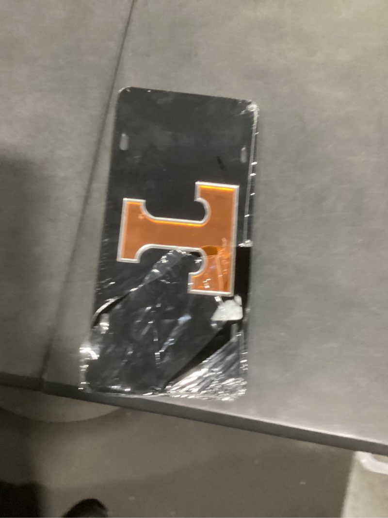 Condition photo showing Good Condition for Tennessee Volunteers Black w/Orange & Mirror"T" Laser Cut License Plate