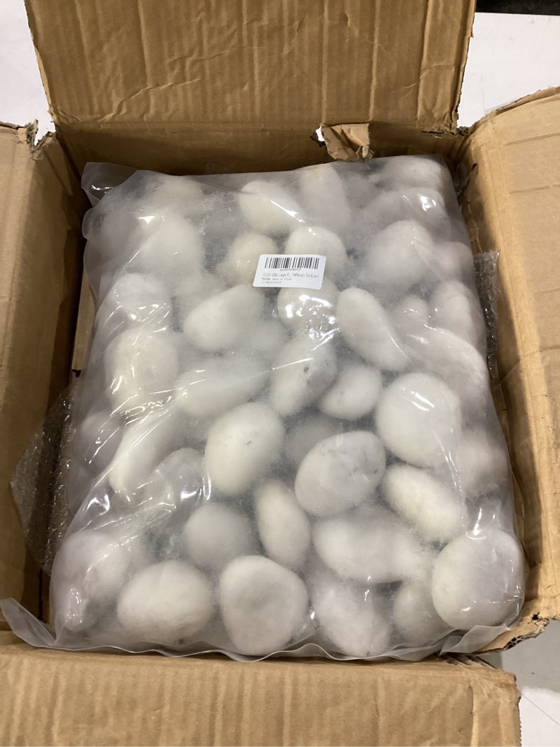 Condition photo showing New/Like New for 40lbs large river rocks for landscaping, 3-4" white pebbles for garden design, hand-picked smooth stones for fish tank, flower pots, indoor water fountains, pathways, backyard 40 pounds white 1