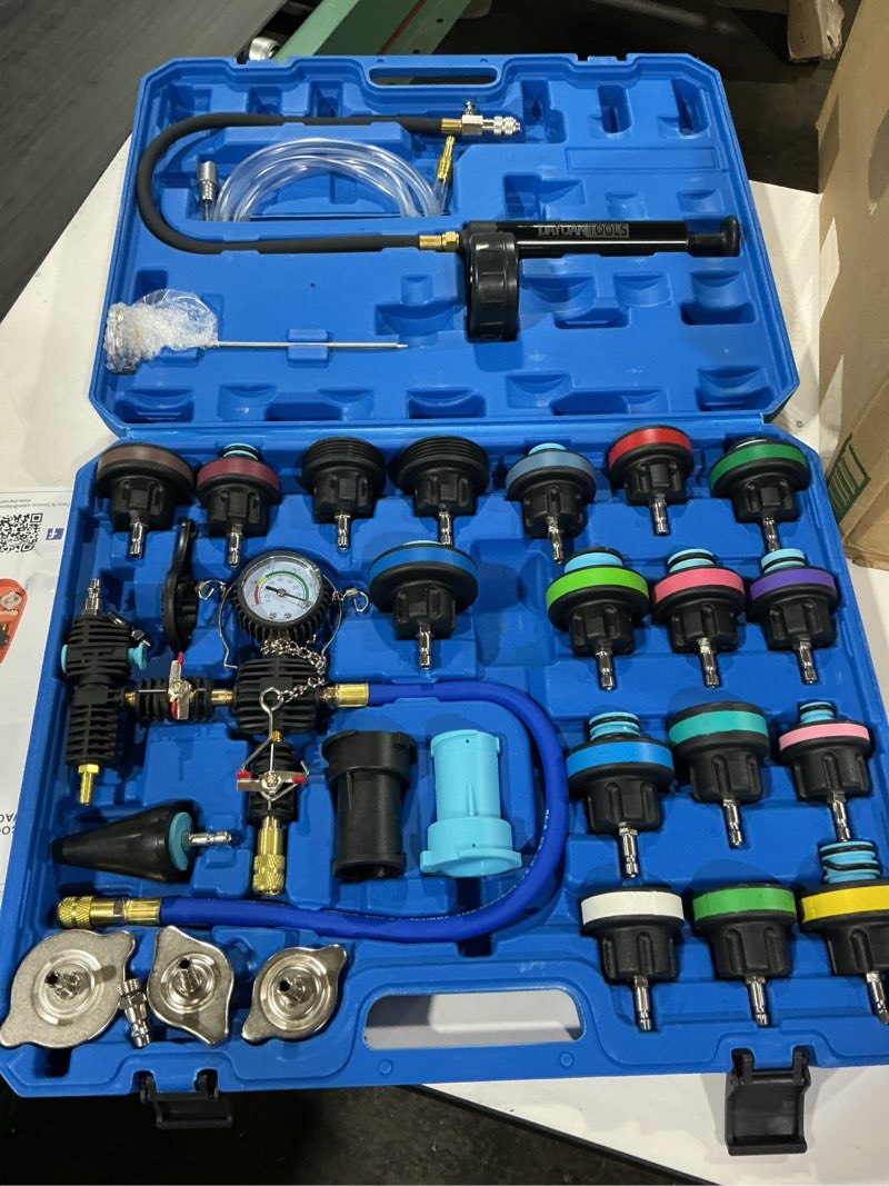 Condition photo showing Good Condition for DAYUAN 28pcs Universal Radiator Pressure Tester Kit, coolant Pressure Tester kit coolant Vacuum Refill kit for Cooling System Blue
