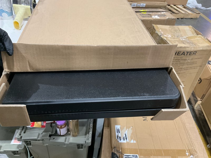 Condition photo showing As Is for Amazon Basics 34 inch Dining Table, Black, 33.9 x 29.1 x 33.9 inch, Square | Folding, Portable, with Carrying Handle