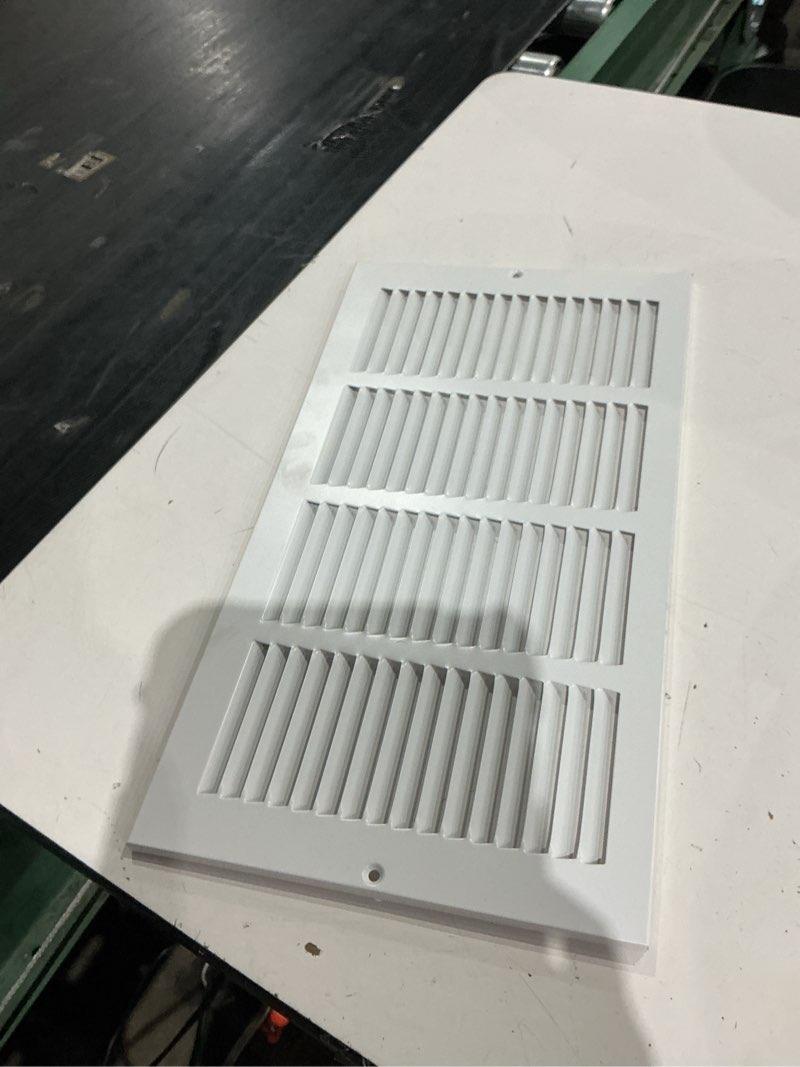 Condition photo showing As Is for return air grille: louvered grille, white