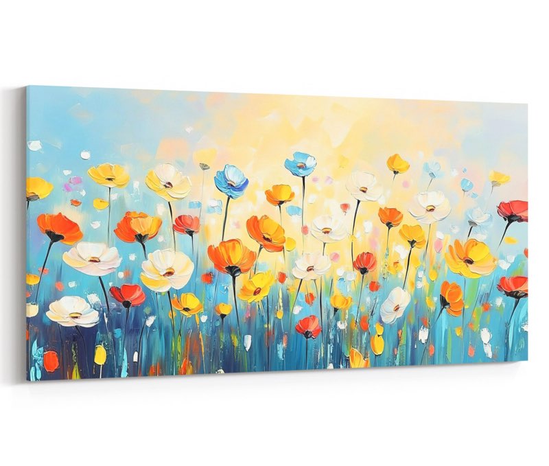 Abstract Colorful Flowers Big Wall Decor Floral Large Wall Art Vintage Nature Canvas Pictures Prints Framed Painting Modern Decoration For Living Room Bedroom Office 30”X60” 