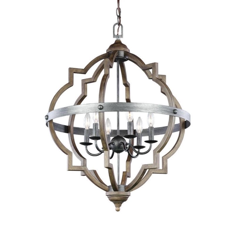 Sea Gull Lighting Sea Gull Socorro 6 Light Stardust Hall Foyer Fixture Sea Gull Lighting 5124906-846 Socorro 6-Light Hall / Foyer in Stardust / Cerused Oak