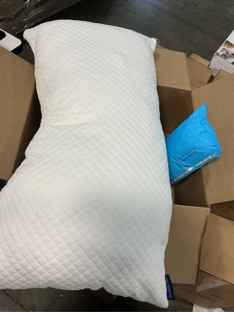 Condition photo showing Good Condition for DreamyBlue Signature Pillow w/Adjustable Loft • Shredded Memory Foam Fill • Neutral Alignment for Side, Back, and Stomach Sleepers • Washable Bamboo Rayon Cover • CertiPUR-US Certified Foam (King)
