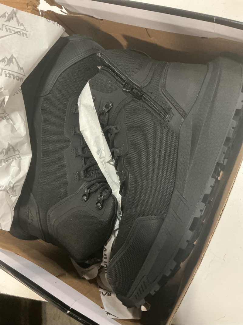 Condition photo showing Good Condition for nortiv 8 composite toe boots for men astm f2413-24 safety work boots lightweight anti-fatigue non-slip with zipper for warehouse construction, terrascope-nano 9.5 black