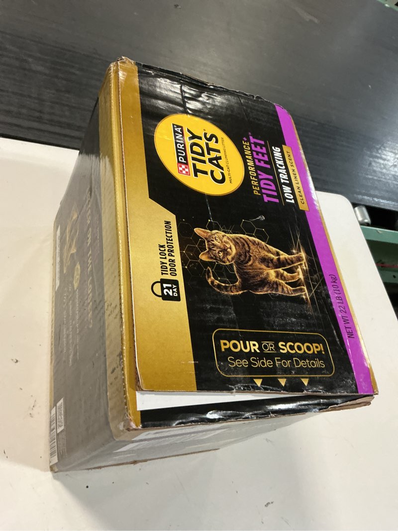 Condition photo showing New/Like New for purina tidy cats performance plus tidy feet low tracking unscented clumping multi cat litter - 22 lb box