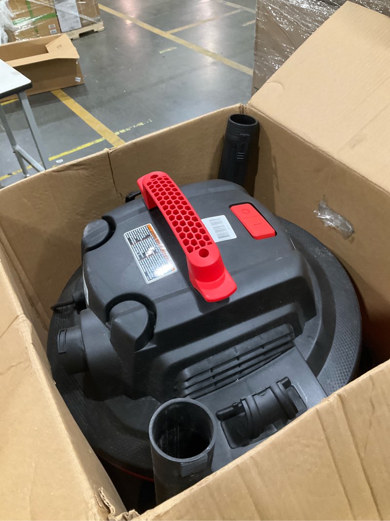 Condition photo showing As Is for craftsman cmxevbe17594 12 gallon 6.0 peak hp wet dry vac, portable shop vacuum wet and dry with filter, dust bag, hose and attachments for home projects & renovations 12 gallon 6.0 peak hp w/filter, dust bag, hose