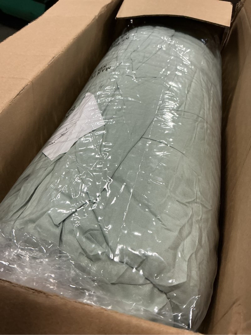 Condition photo showing Good Condition for CozyLux King Size Comforter Set Sage Green, 7 Pieces Pintuck Bed in A Bag Green Comforter King Size, Pinch Pleat Bedding Set with All Season Comforter, Sheets, Pillowcases & Shams Sage Green King