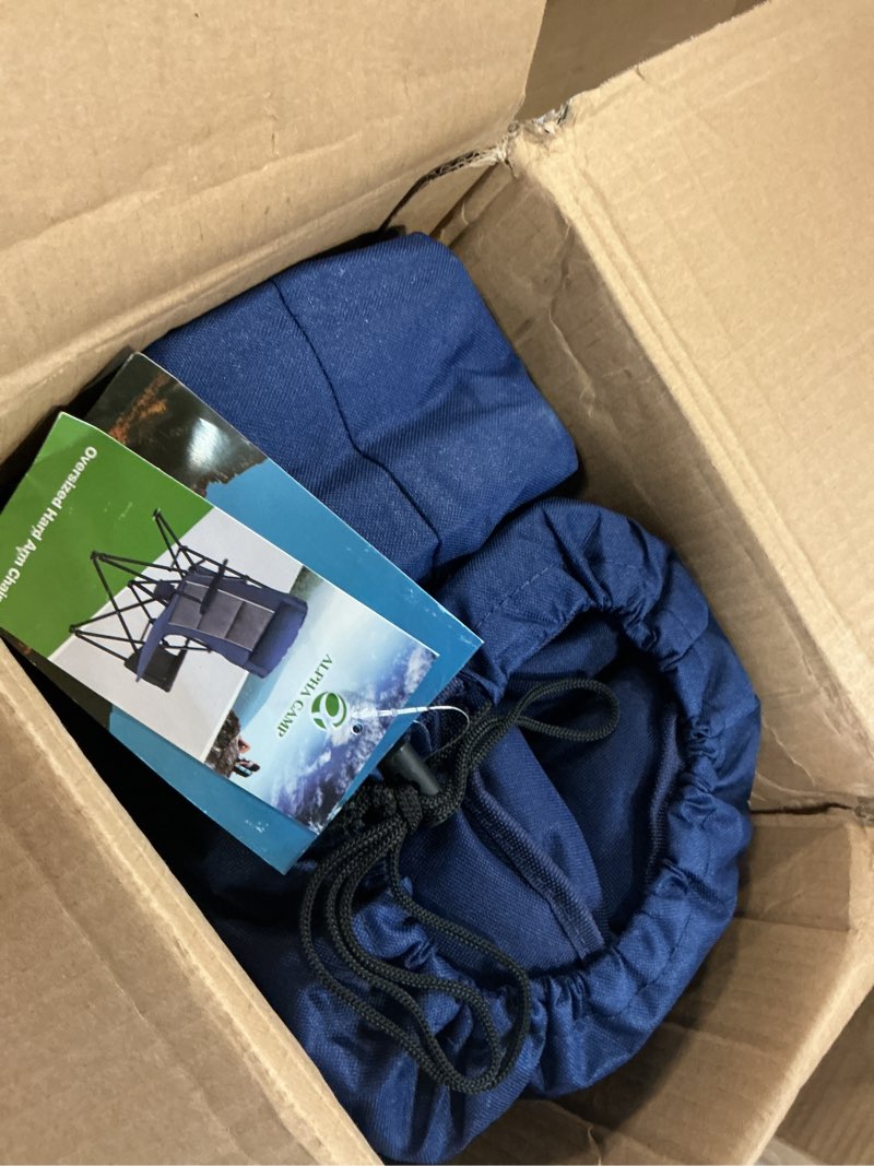 Condition photo showing Good Condition for let's camp oversized camping chairs 29.52" high back heavy duty lawn chair support 500lbs, portable collapsible chair with cup holder, side pocket,2 pack(blue) twin pack navy