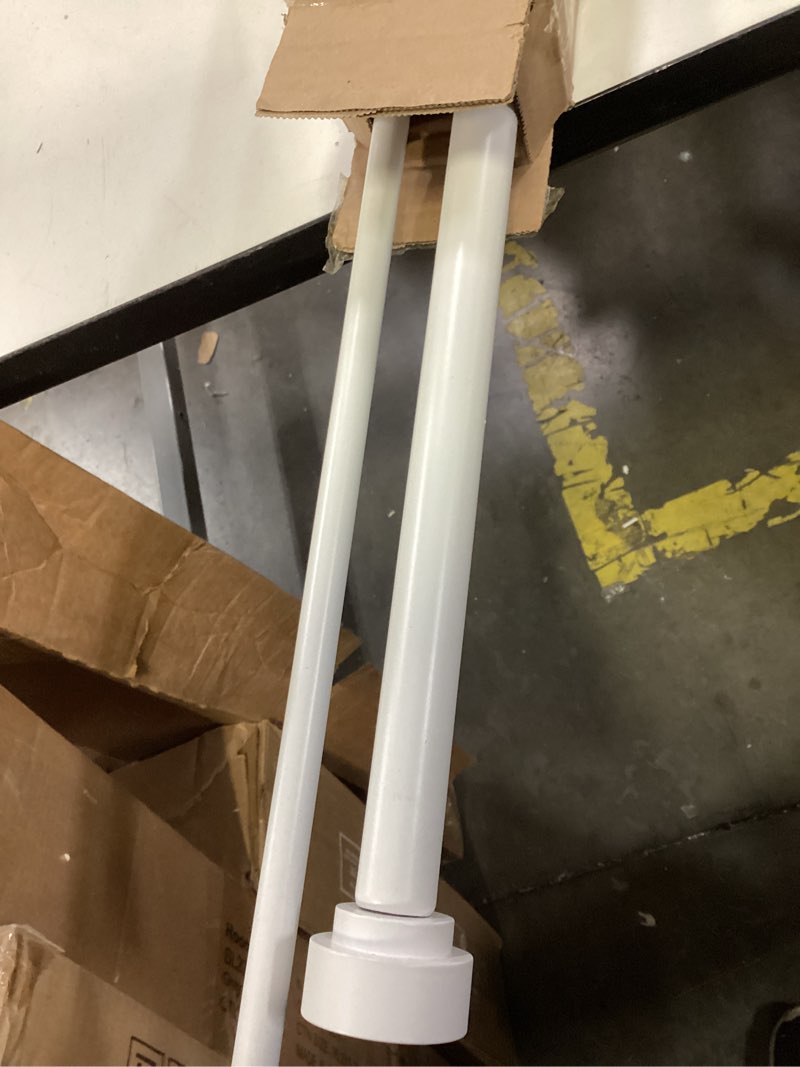 Condition photo showing Good Condition for Heavy Duty Double Curtain Rods With Cylindrical Cap Finials 36 to 72" Telescoping 1 Inch Diameter Front and 5/8 Inch Diameter Back Window Drapery Rod, Matte White Matte White 36-72"