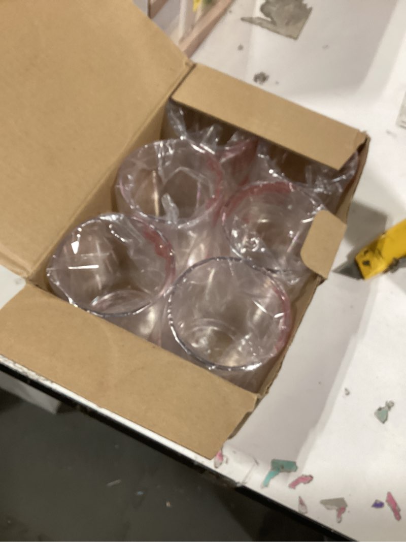 Condition photo showing Good Condition for US Acrylic Classic Clear Plastic Reusable Drinking Glasses (Set of 6) 12oz Rocks Cups | BPA-Free Tumblers, Made in USA | Top-Rack Dishwasher Safe Clear Rocks Tumblers