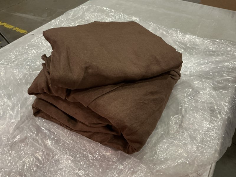 Condition photo showing Good Condition for european linen fitted sheet set, king, espresso