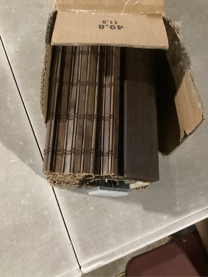 Condition photo showing Good Condition for LazBlinds Cordless Blackout Bamboo Roman Shades, Room Darkening Blinds for Interior Windows, Thermal Insulated Roll Up Bamboo Blinds for Home & Patio, 22" W x 64" H, Penang Teak Blackout - Penang Teak 22" W x 64" H