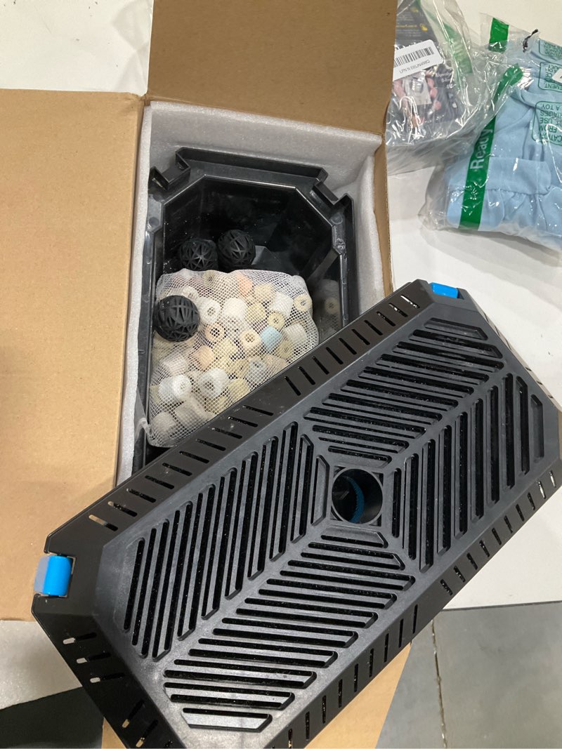 Condition photo showing Good Condition for antfraer pond filter box, outdoor water garden filter case for pump maintenance, submersible & fountain system compatible, no pump included large