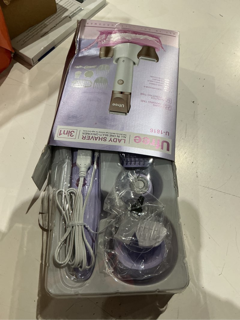 Condition photo showing As Is for ufree bikini trimmer electric razors for women, rechargeable pubic body hair trimmer electric shaver for legs body hair, bikini shaver ipx7 waterproof, gifts for women, purple