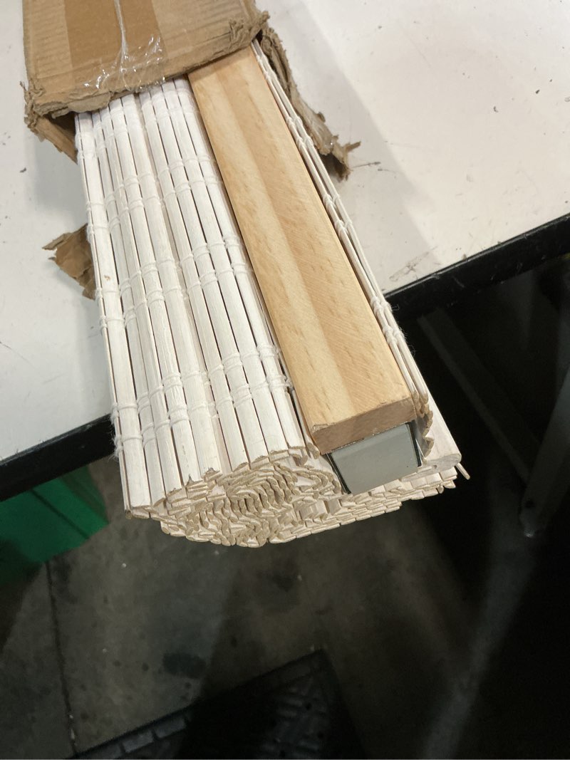 Condition photo showing Good Condition for lazblinds no tools no drill cordless bamboo roman shades, light filtering window treatment, roll up bamboo blinds for window 34'' w x 64'' h, ceylon vintage white ceylon vintage white 34'' w x 64'' h