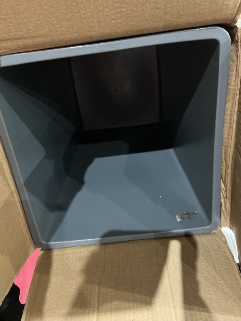 Condition photo showing As Is for (similar to but not exact)35qt kitchen trash can, sturdy and lightweight trash cans for kitchen, workspace, bathroom, office, easy to clean, 1 pack, gray gray 1 pack