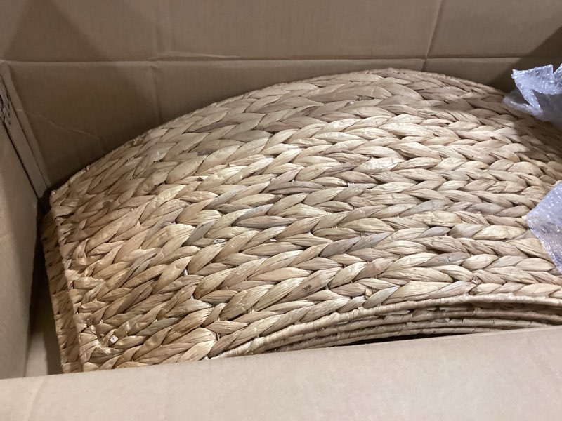 Condition photo showing Good Condition for Sweetcrispy 42inch Christmas Tree Collar for 9-12ft Trees, Woven Hyacinth Rattan 4-Panel Collar w/Cord Access Hole & Easy Lock Design, Natural Natural 42IN