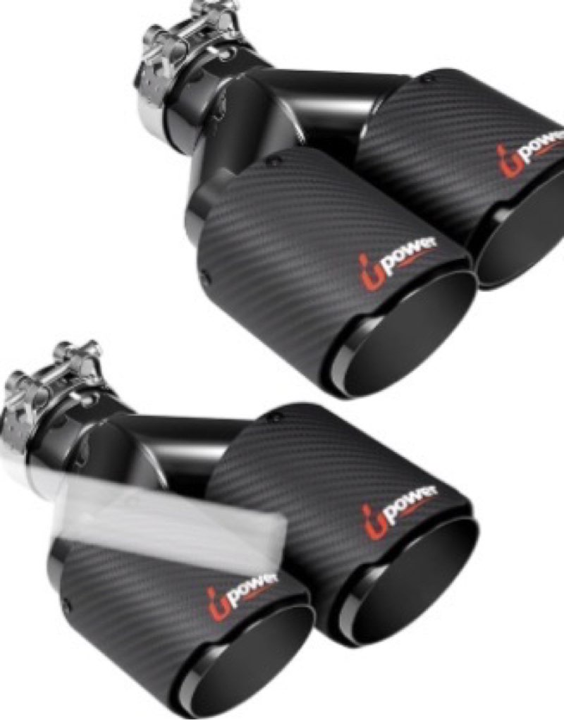 Upower Pack of 2 Carbon Fiber Exhaust Tip Tailpipe 2.5 Inch Inlet 3.5\\\" outlet 9.8\\\" Length Stainless 