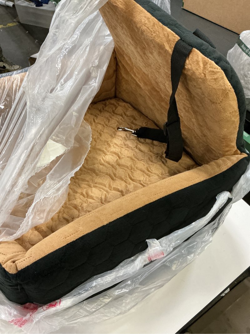 Condition photo showing As Is for Dog Car Seat for Small/Medium Dogs, Memory Foam Dog Booster Seat, Travel Safety Per Car Seat with Washable Removable Cover, Storage Pockets for Dogs up to 35 lbs(BlackBrown) Black/Brown Small