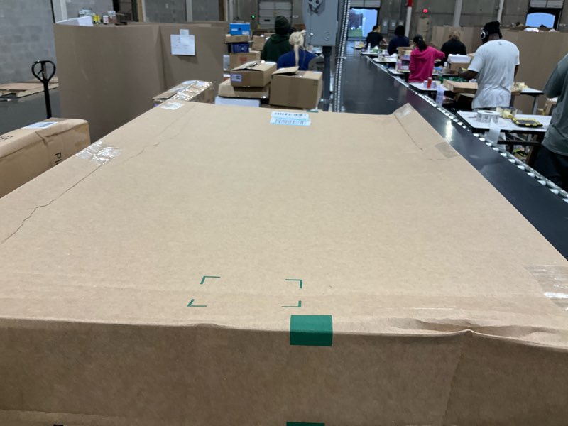 Condition photo showing As Is for Americanflat 16x20 Picture Frame with Polished Plexiglass - Streamline Collection - Thin Border Picture Frame for Wall Display - Hanging Hardware Included - White White 16x20